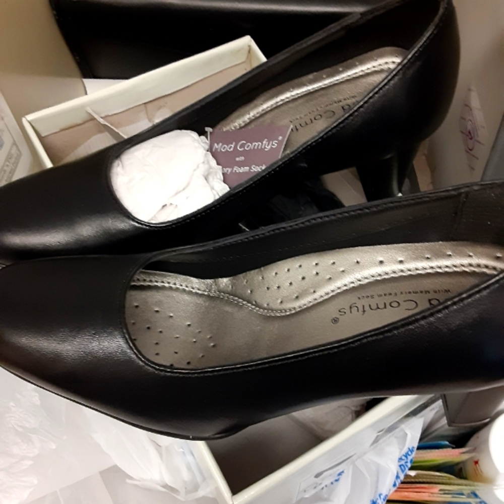 Mod comfy black Black block heel professional shoe